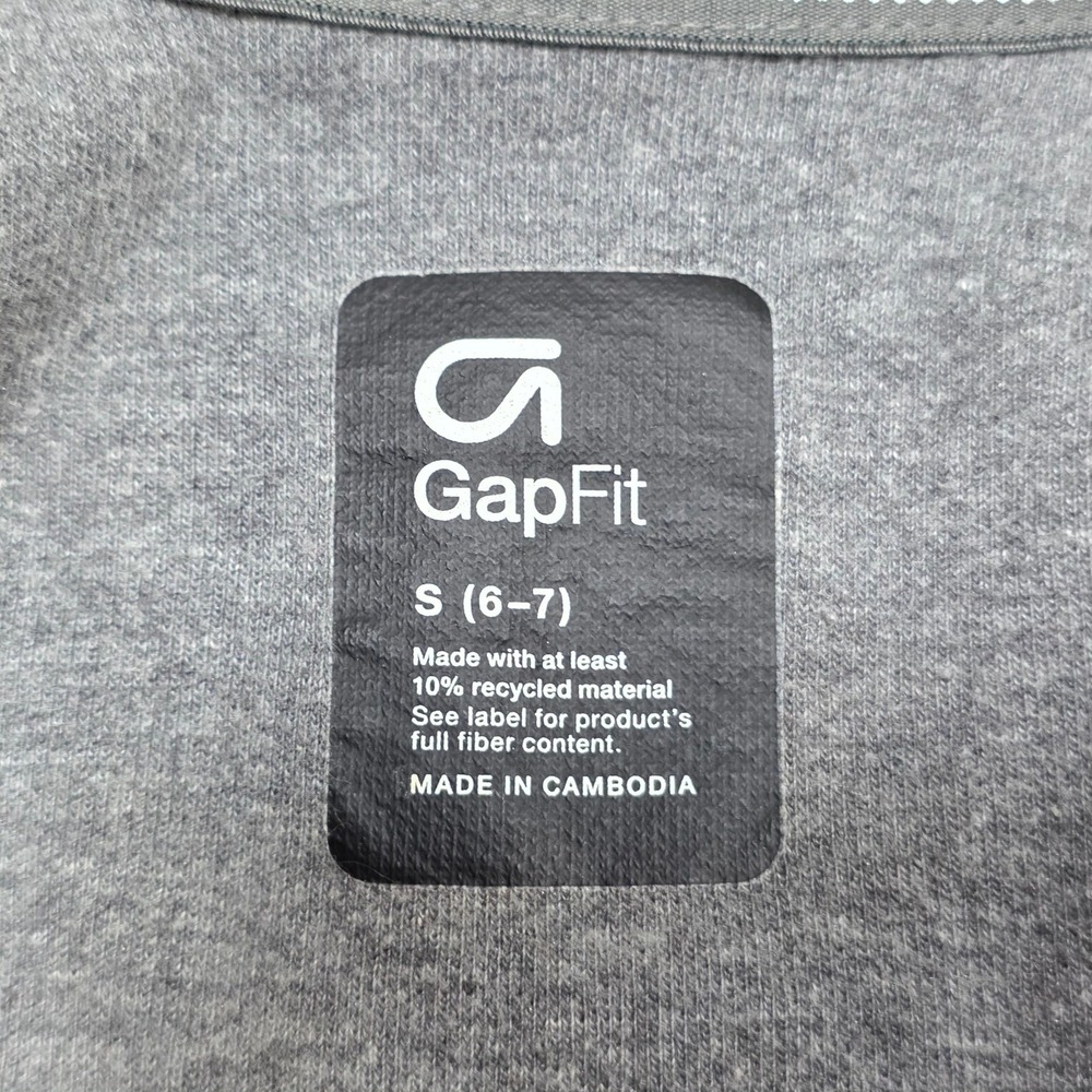 GapFit Full Zip Hoodie Kids Size S 6-7 Gray Heathered Athletic Sweatshirt Jacket - Picture 5 of 5